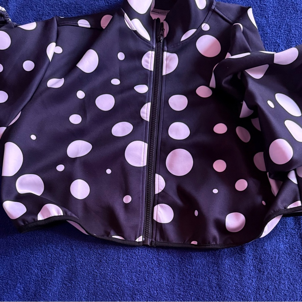 Black and Light Pink Polka Dot Zip-Front Women's Blazer